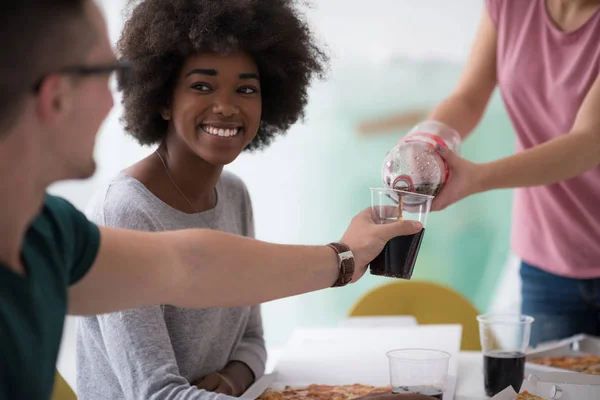 Multiethnic group of young people have a lunch break — Stock Photo, Image