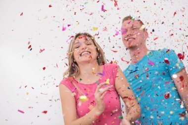 konfeti kutlama parti romantik genç Çift