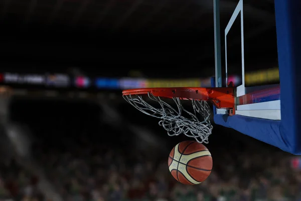 Basketbal bal en net — Stockfoto