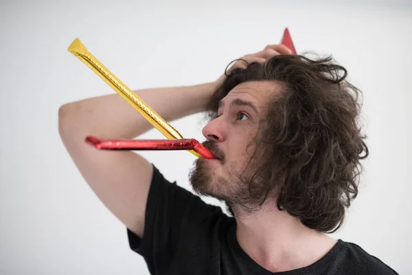 Portrait of  man in party hat — Stock Photo, Image