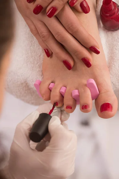 Vrouw Doet Pedicure Salon — Stockfoto