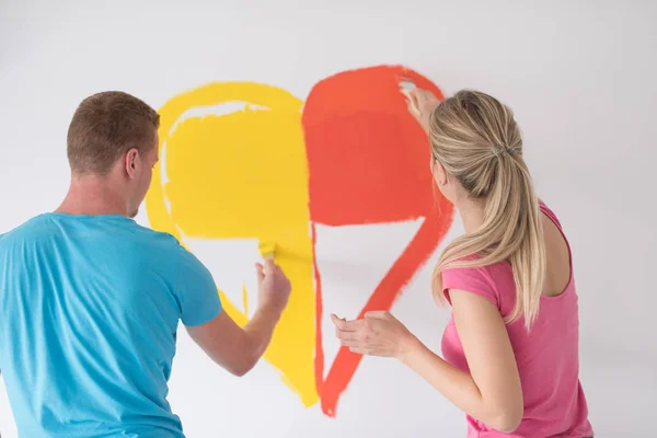 Couple peinture coeur sur mur — Photo