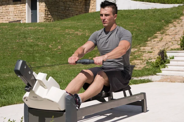 Man doing morning exercises — Stock Photo, Image