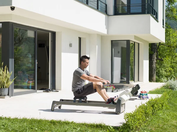 Man doing morning exercises — Stock Photo, Image