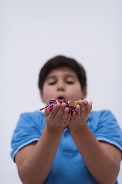 Joyeux Enfant Fête Avec Confettis — Photo