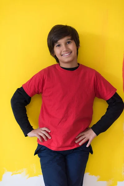 Renkli Arka Plan Önünde Mutlu Bir Genç Çocuk Portresi — Stok fotoğraf