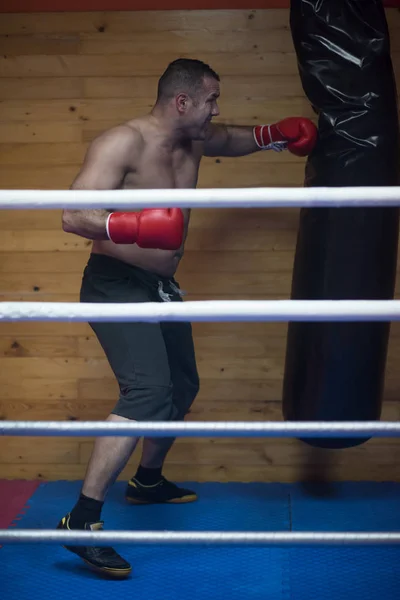 Kick boks kum torbasına eğitim — Stok fotoğraf