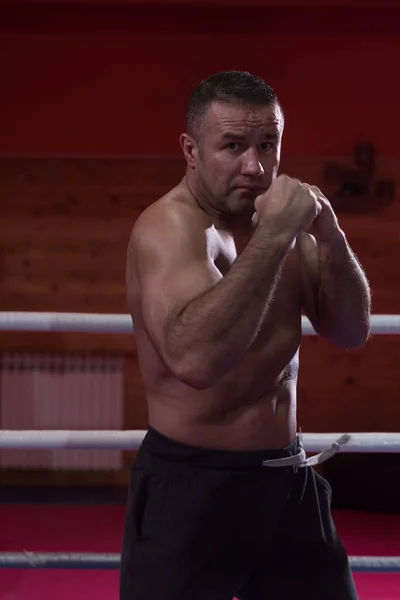 Kickboxer professionista nel ring di allenamento — Foto Stock