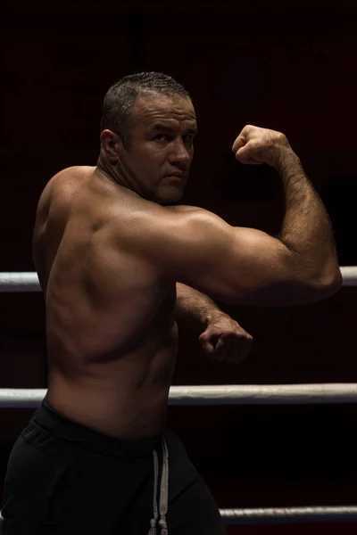 Kickboxer profesional en el ring de entrenamiento — Foto de Stock