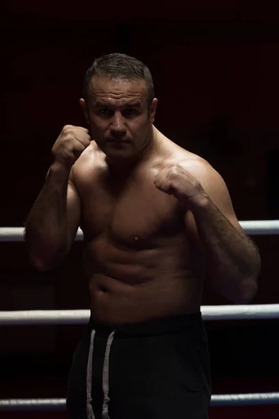 Kickboxer profesional en el ring de entrenamiento — Foto de Stock