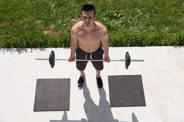 Man doing morning exercises — Stock Photo, Image