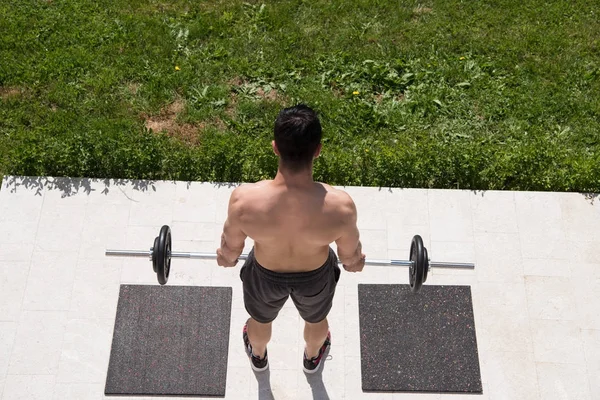 Man doing morning exercises — Stock Photo, Image