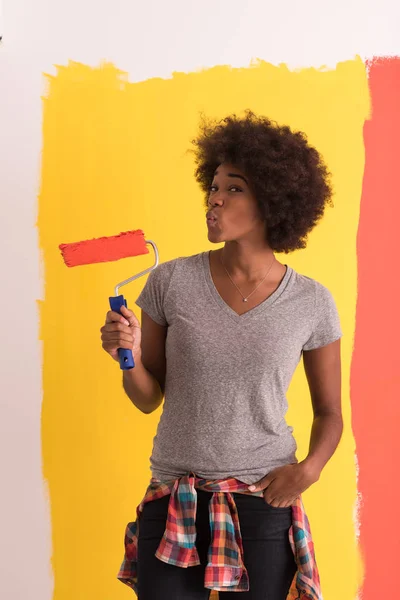 Fekete nő festészet fal — Stock Fotó