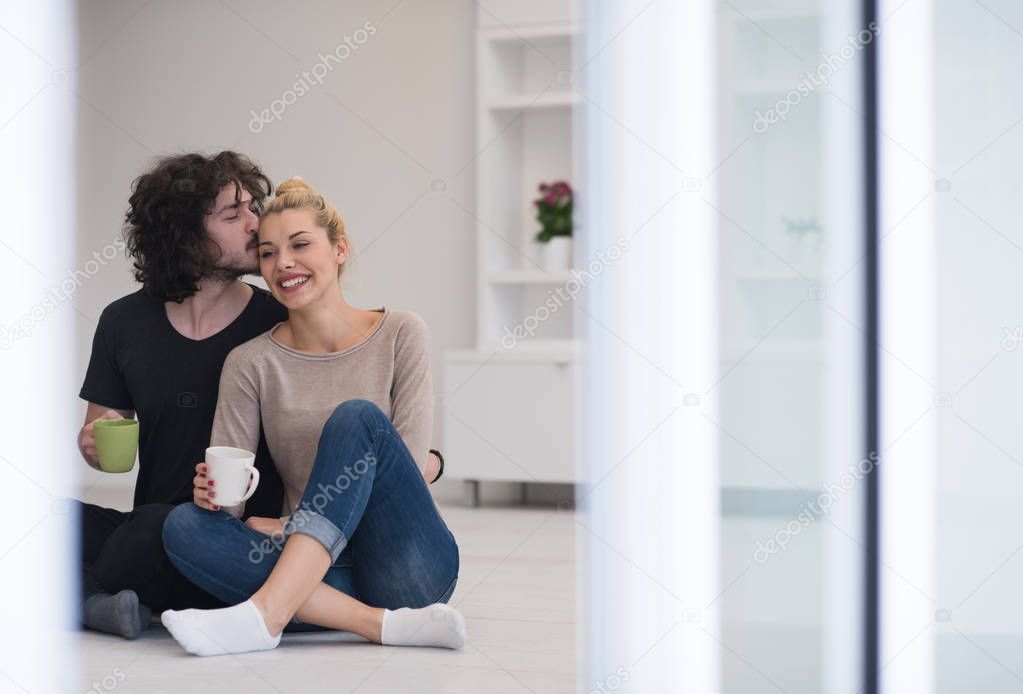 young couple in their new home