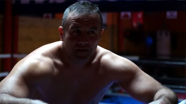 训练圈里的职业跆拳道选手 — 图库视频影像