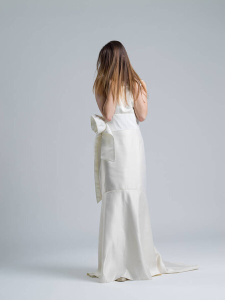 beautiful woman wearing wedding dress 