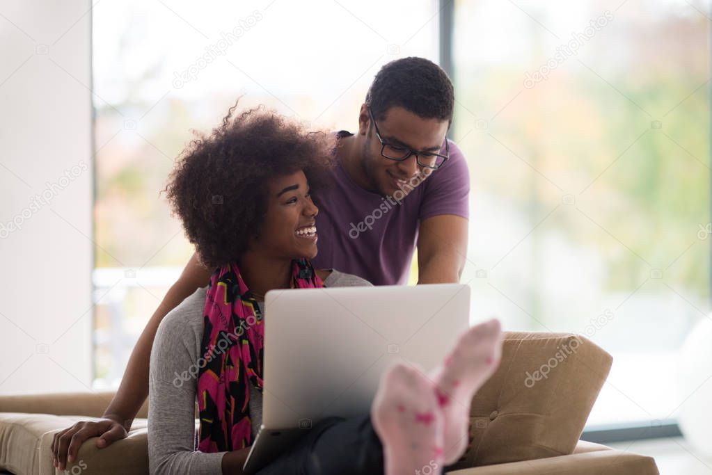 african american couple shopping online