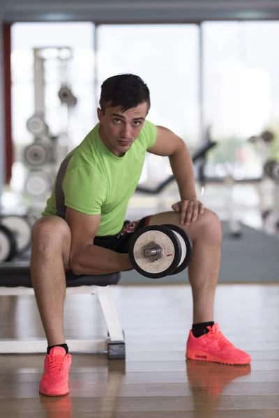 Handsome man working out with dumbbells — Stock Photo, Image