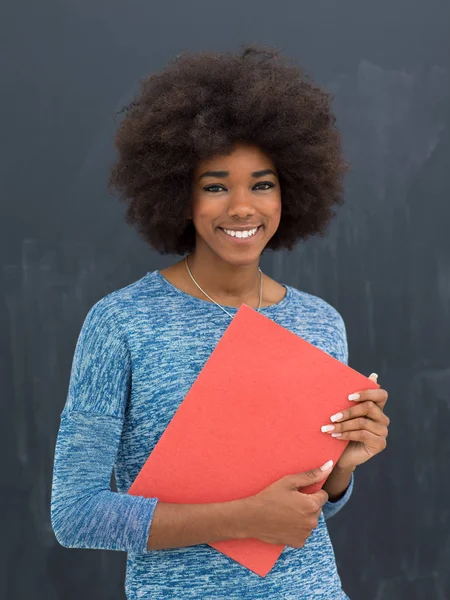 Kırmızı klasör ile Afrikalı-Amerikalı kadın