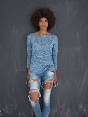 güzel bir dostu Afrikalı-Amerikalı kadın portresi