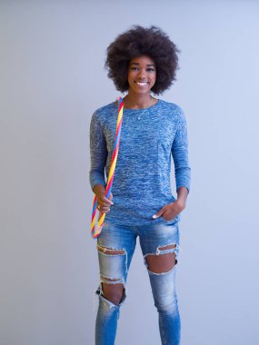 güzel bir dostu Afrikalı-Amerikalı kadın portresi