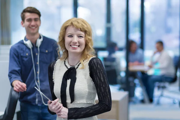 Business People Working With Tablet in startup office — Stock Photo, Image