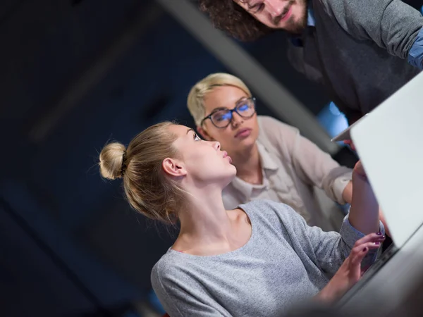 Designers in the night startup office — Stock Photo, Image