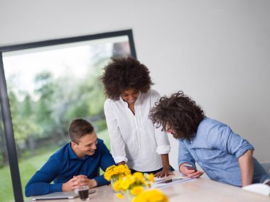 Çok ırklı başlangıç iş takım bir toplantıda 