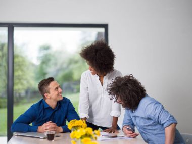 Çok ırklı başlangıç iş takım bir toplantıda 