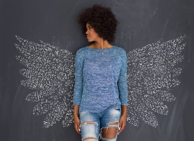 güzel bir dostu Afrikalı-Amerikalı kadın portresi