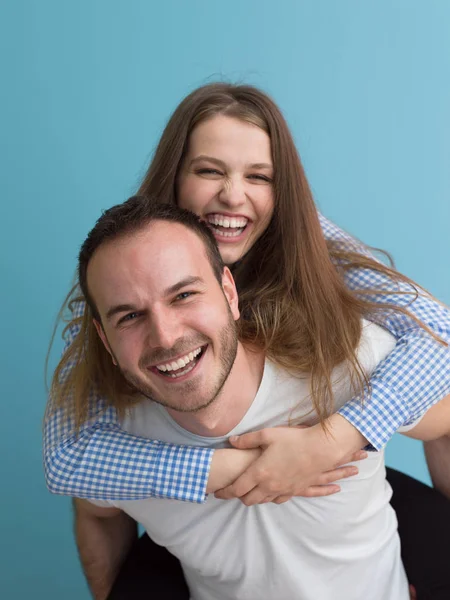 Man meeliften met zijn vriendin — Stockfoto