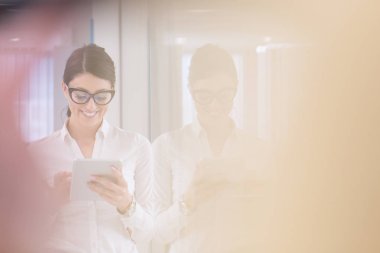 güzel iş kadını tablet kullanma 