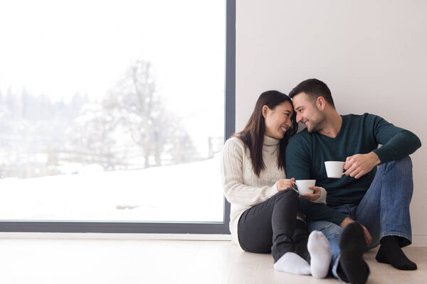 happy young multiethnic couple 