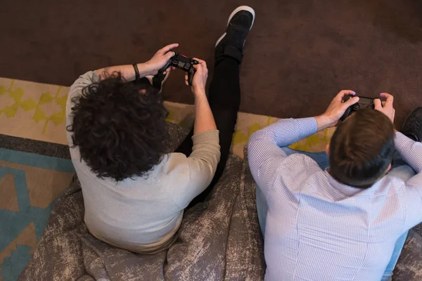 Trabalhar Duro Jogar Duro Trabalhadores Jogando Jogos Computador Inicialização Criativa — Fotografia de Stock