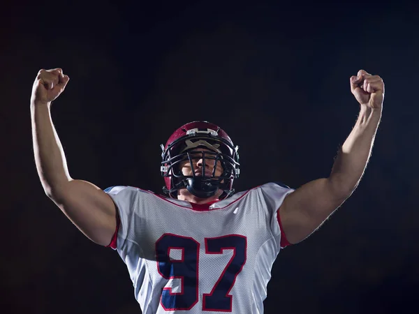 American Football Spieler feiert nach seinem Touchdown-Tor — Stockfoto