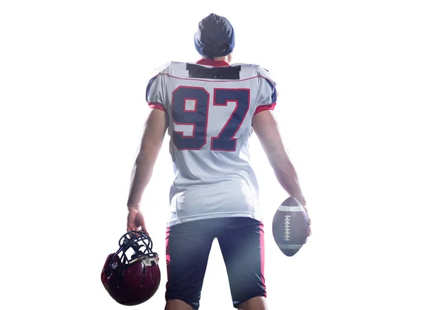 Achteraanzicht van jonge vertrouwen American football-speler — Stockfoto