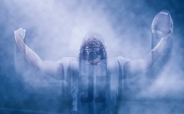 American football player celebrating after scoring a touchdown — Stock Photo, Image