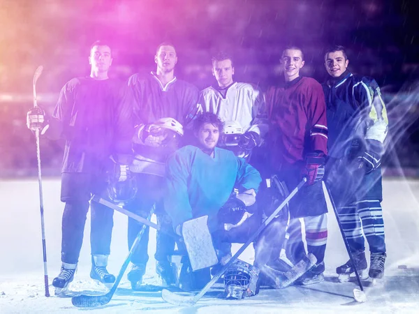Hokejový Hráči Týmu Skupinový Portrét Interiéru Sport Aréna — Stock fotografie