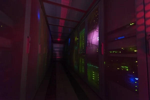 Panel Modern Communication Equipment Light Display Data Center Server Room — Stock Photo, Image