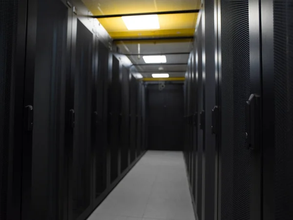 Modern Server Room Black Servers Hardwares Internet Data Center — Stock Photo, Image