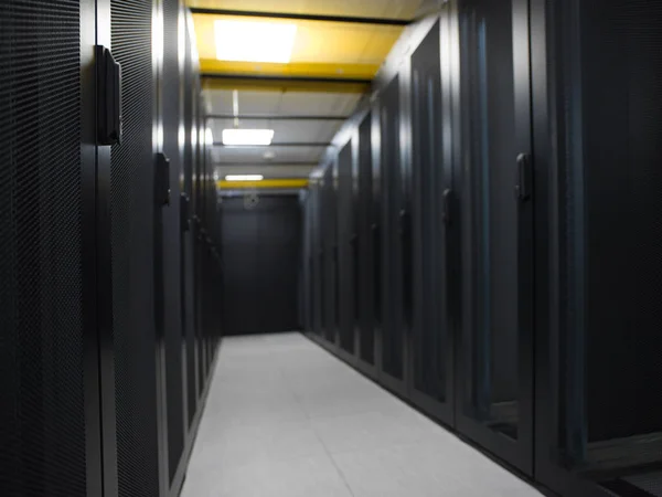 Modern Server Room Black Servers Hardwares Internet Data Center — Stock Photo, Image