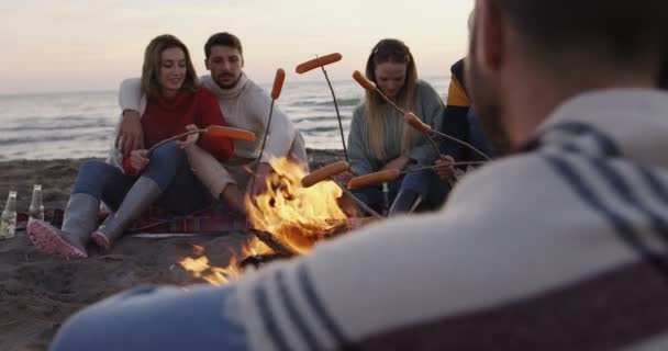 Amis Amuser Par Feu Joie Plage — Video