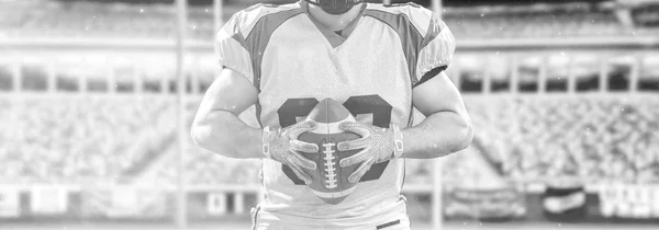 Closeup American Football Player isolated on big modern stadium — Stock Photo, Image