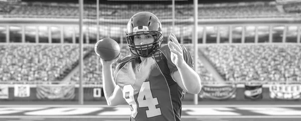 American football player throwing ball — Stock Photo, Image