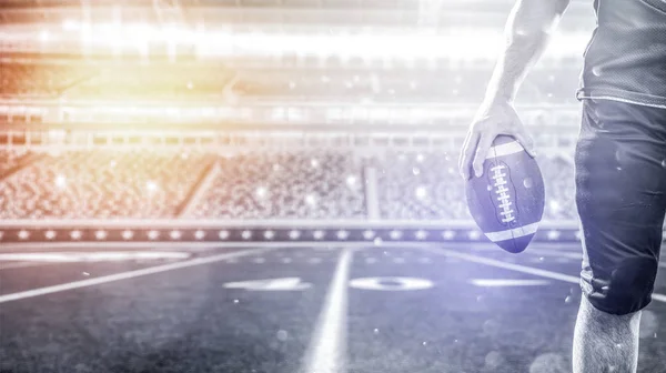 Closeup American Football Player isolated on big modern stadium — Stock Photo, Image