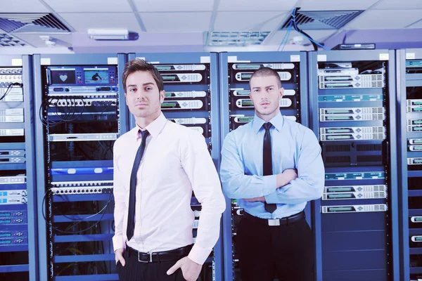 Group Young Business People Engineer Network Server Room Solving Problems — Stock Photo, Image