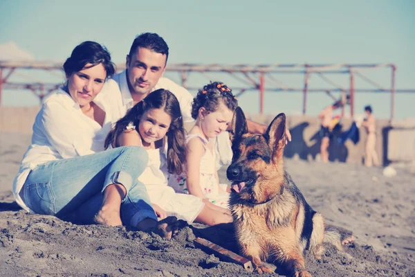 가족은 아름다운 해변에서 휴가를 때아름다운 재미있게 — 스톡 사진