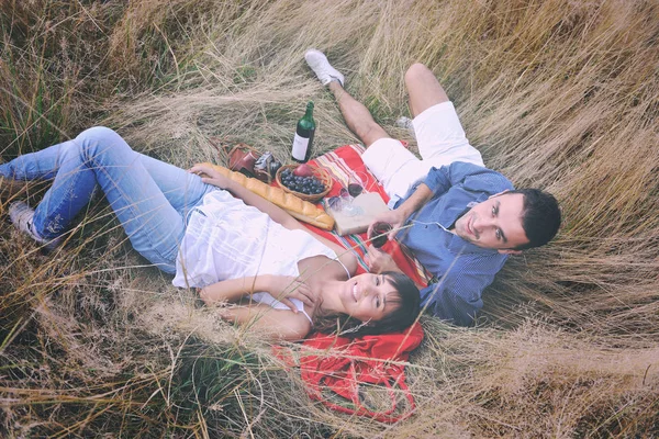 Kırsal Alanda Piknik Keyfi Mutlu Genç Çift — Stok fotoğraf