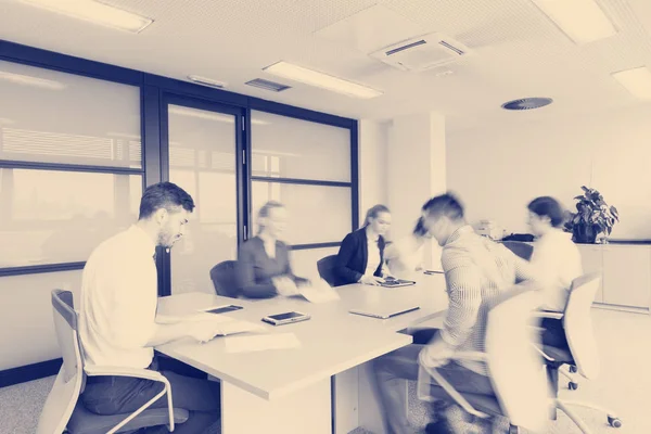 Startup Business Young Creative People Group Entering Meeting Room Motion — Stock Photo, Image