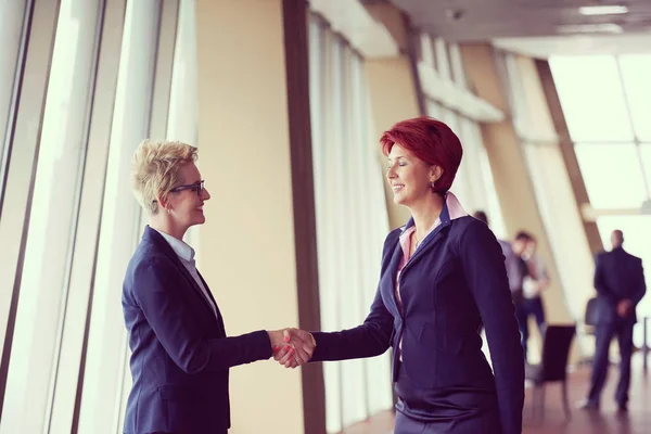 Dos Mujer Negocios Corporativos Interior Oficina Brillante Moderna Hacer Trato —  Fotos de Stock